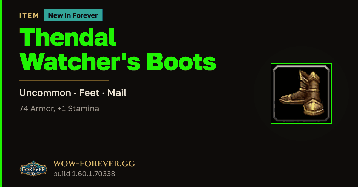 The preview card for Thendal Watcher's Boots