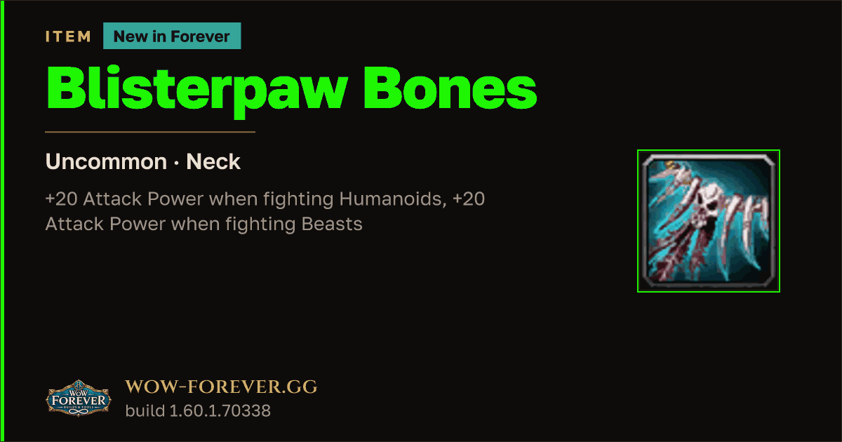 The preview card for Blisterpaw Bones