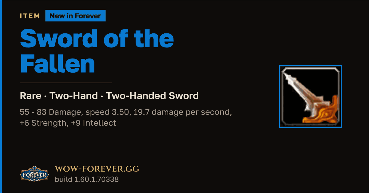 The preview card for Sword of the Fallen