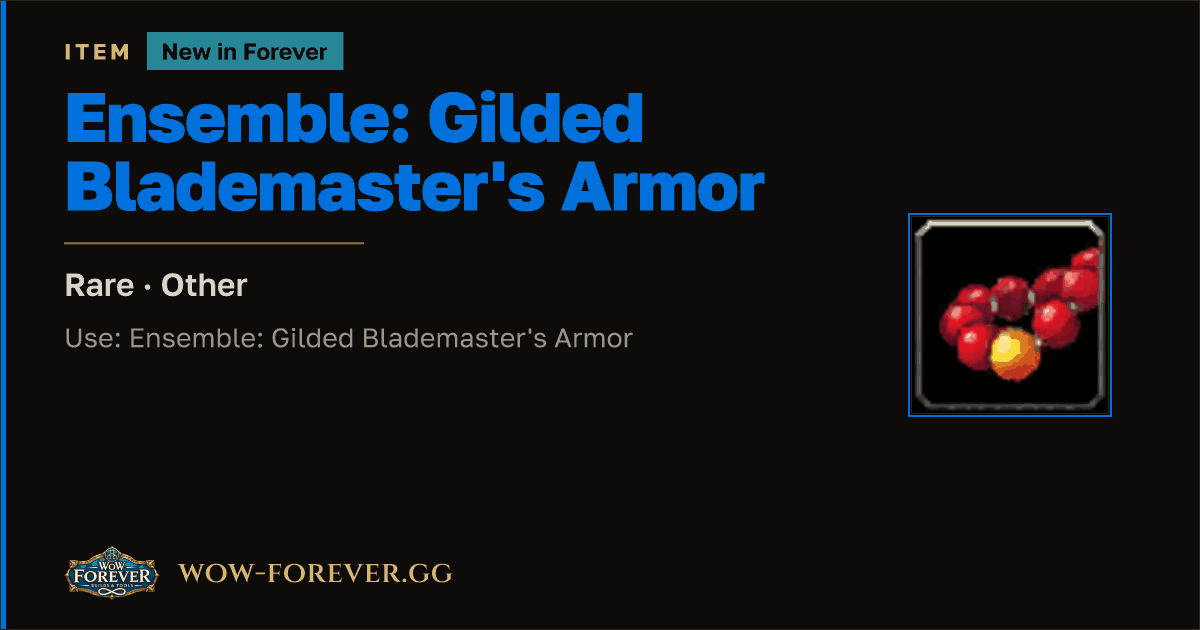 The preview card for Ensemble: Gilded Blademaster's Armor