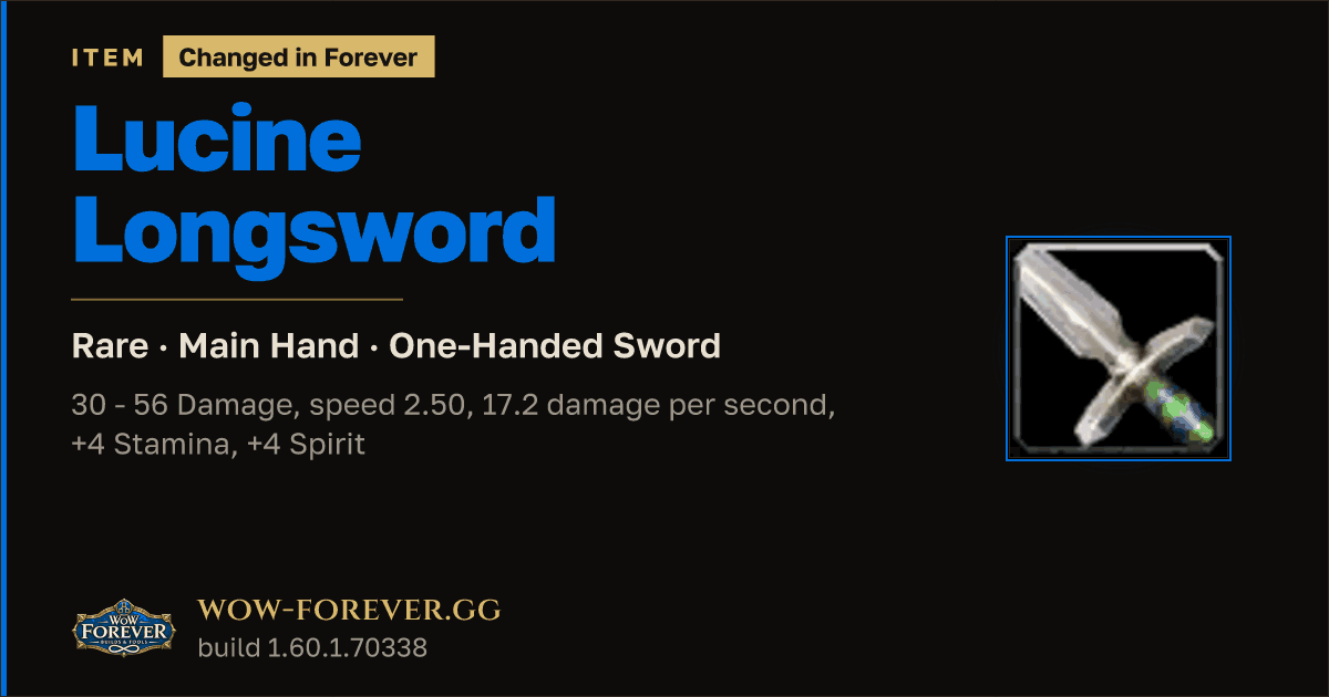 The preview card for Lucine Longsword