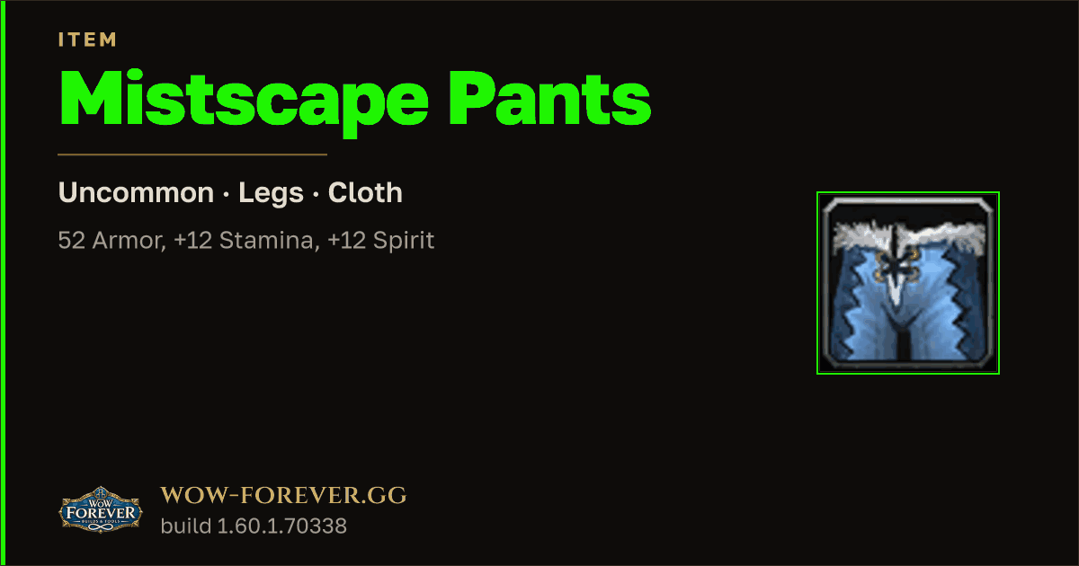 The preview card for Mistscape Pants
