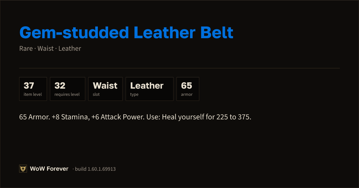 The preview card for Gem-studded Leather Belt - Rare Leather Waist