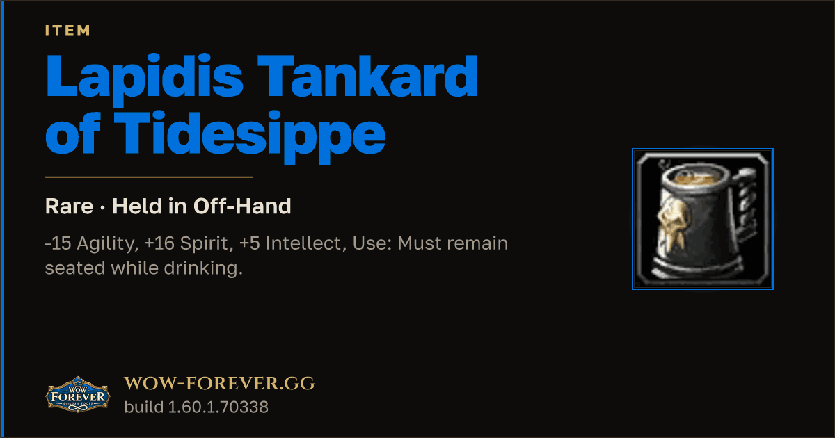 The preview card for Lapidis Tankard of Tidesippe