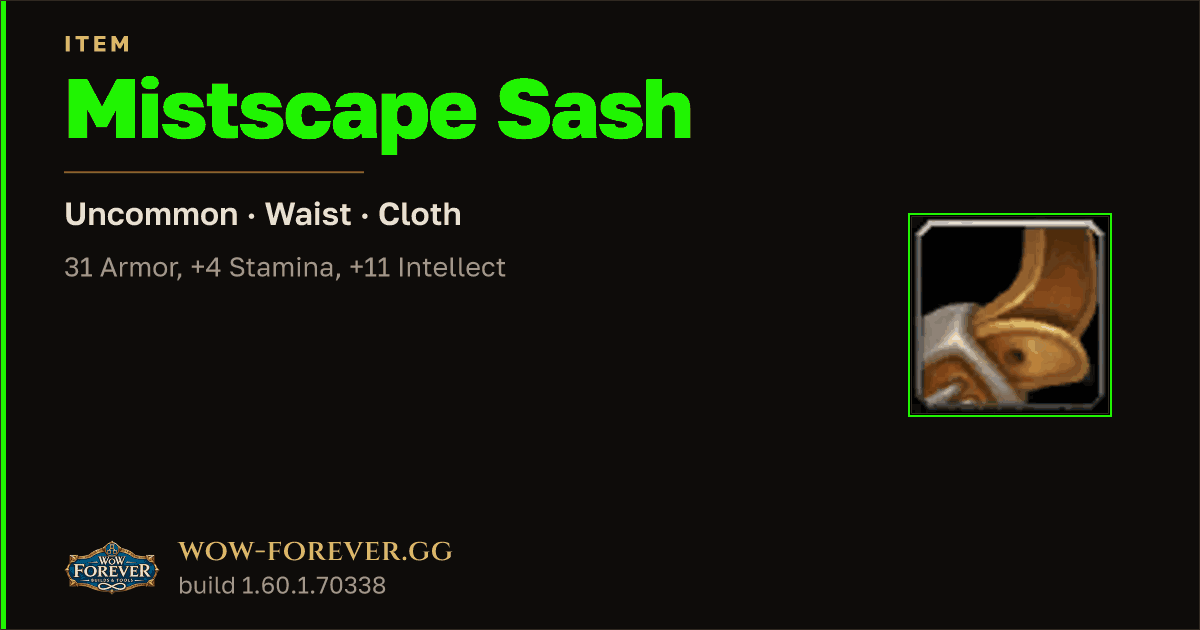 The preview card for Mistscape Sash