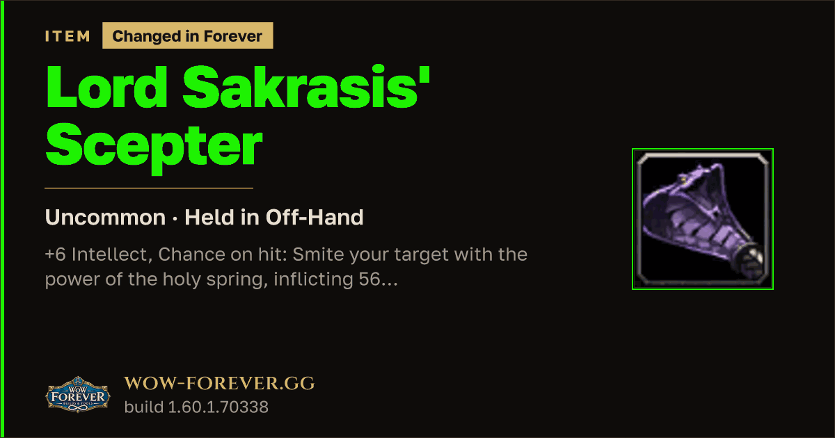 The preview card for Lord Sakrasis' Scepter