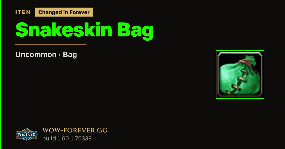 The preview card for Snakeskin Bag