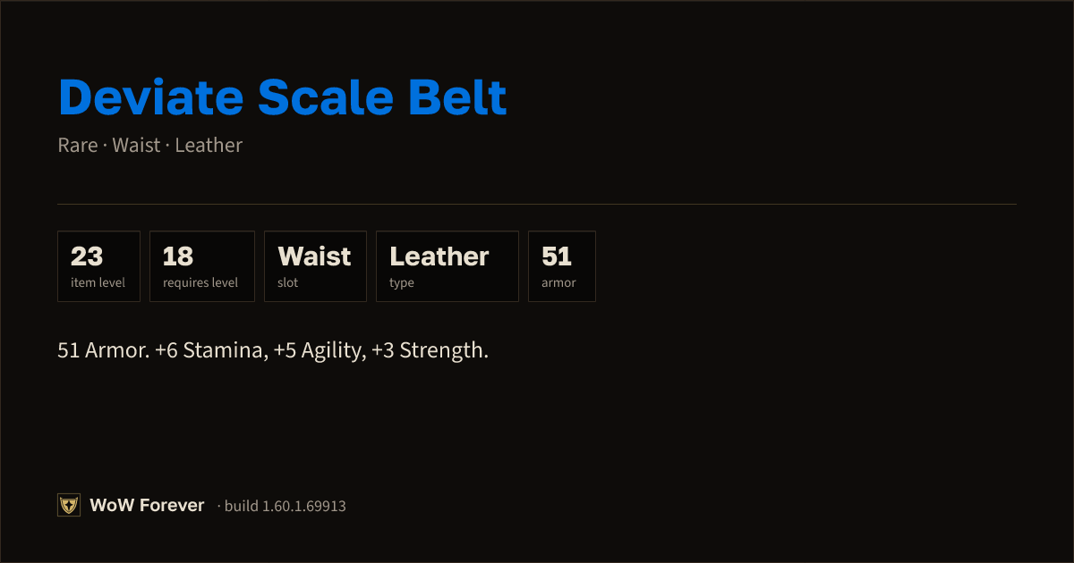 The preview card for Deviate Scale Belt - Rare Leather Waist