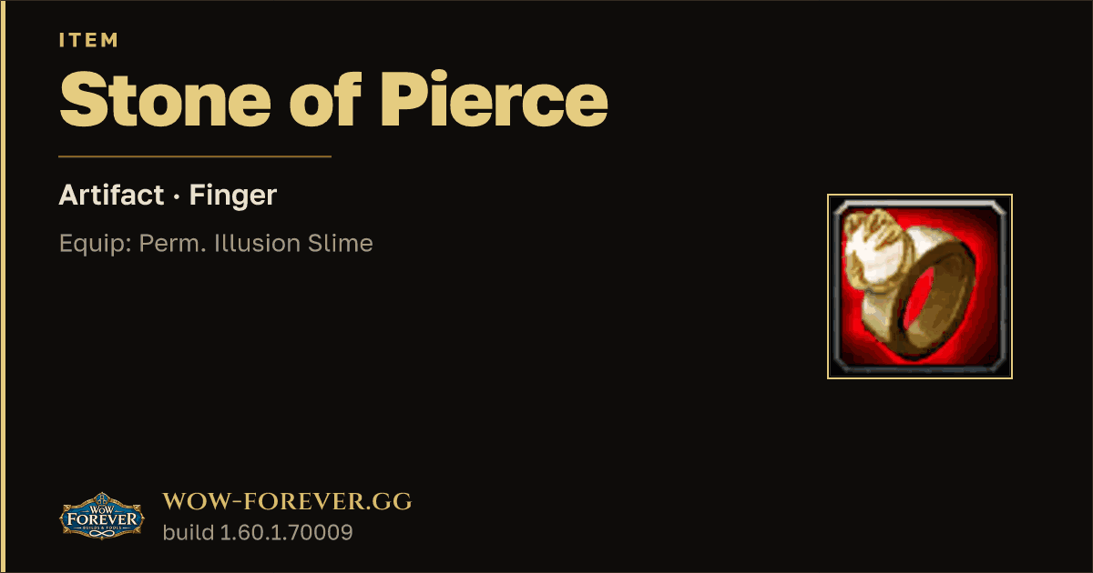 The preview card for Stone of Pierce - Artifact Ring, Item Level 1