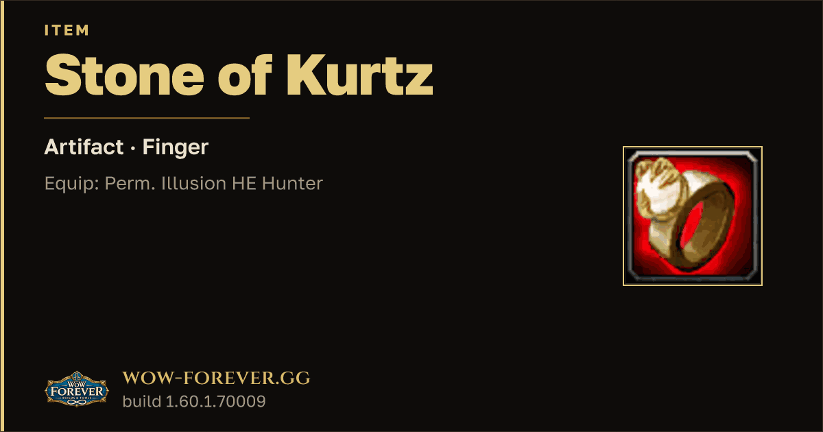 The preview card for Stone of Kurtz - Artifact Ring, Item Level 1