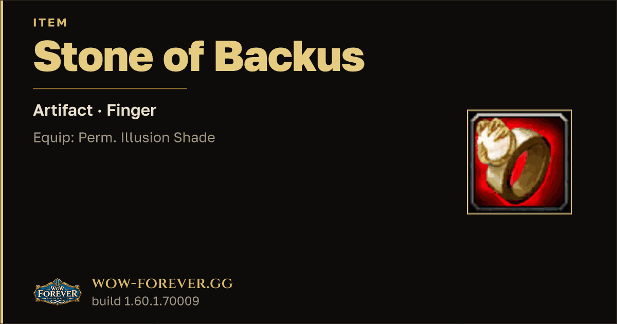 The preview card for Stone of Backus - Artifact Ring, Item Level 1