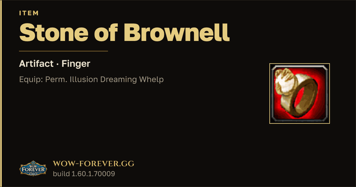 The preview card for Stone of Brownell - Artifact Ring, Item Level 1