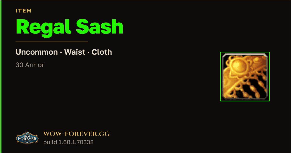 The preview card for Regal Sash