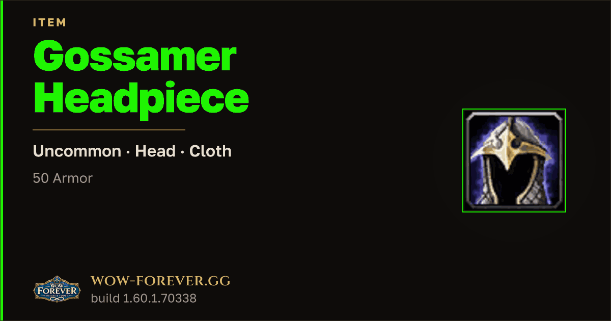 The preview card for Gossamer Headpiece