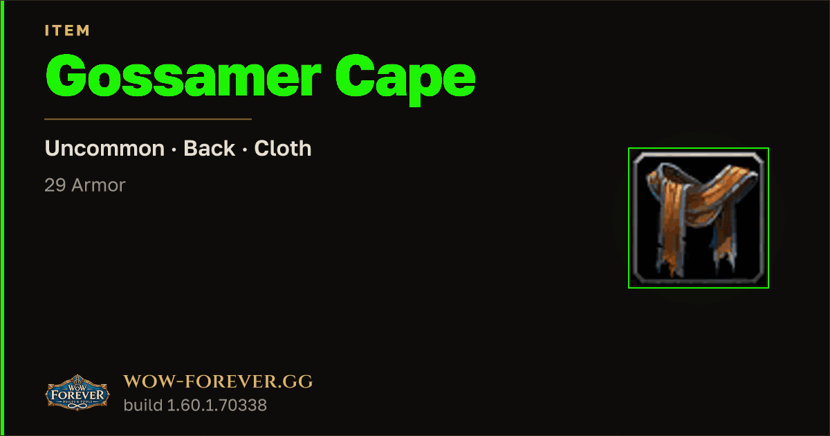The preview card for Gossamer Cape