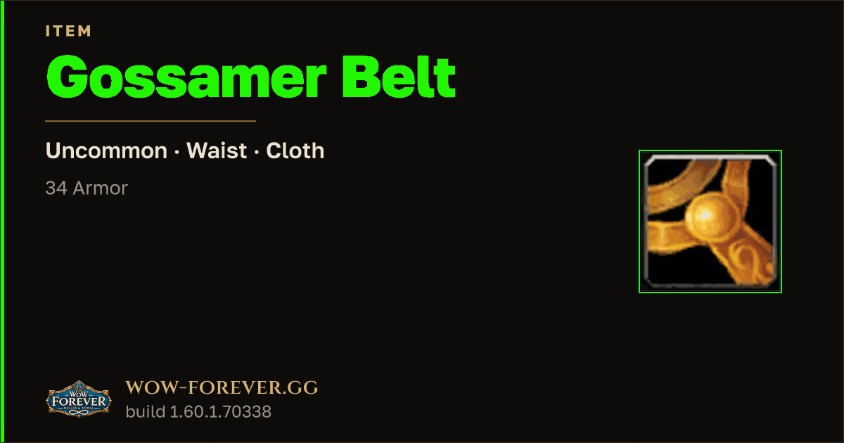 The preview card for Gossamer Belt