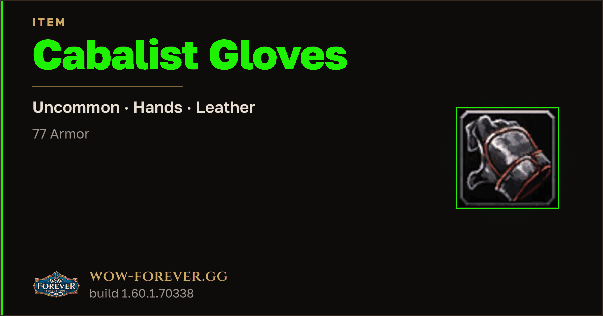The preview card for Cabalist Gloves