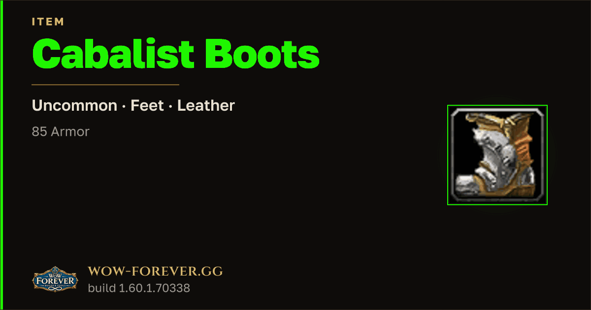 The preview card for Cabalist Boots