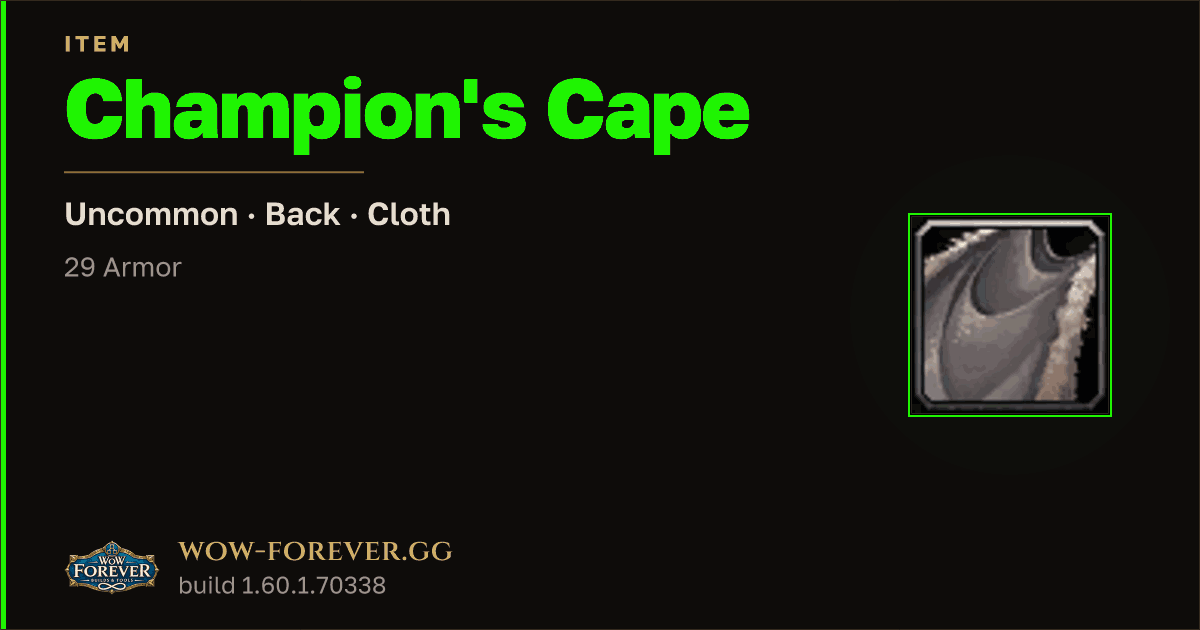 The preview card for Champion's Cape