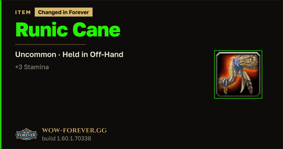 The preview card for Runic Cane