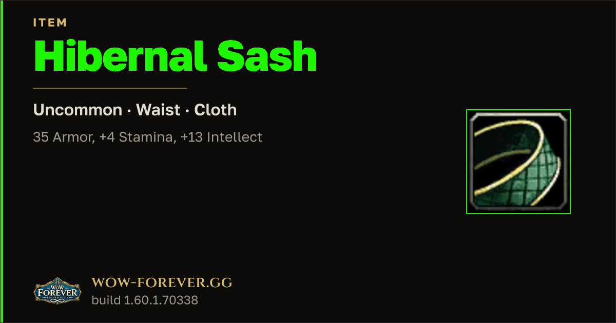 The preview card for Hibernal Sash