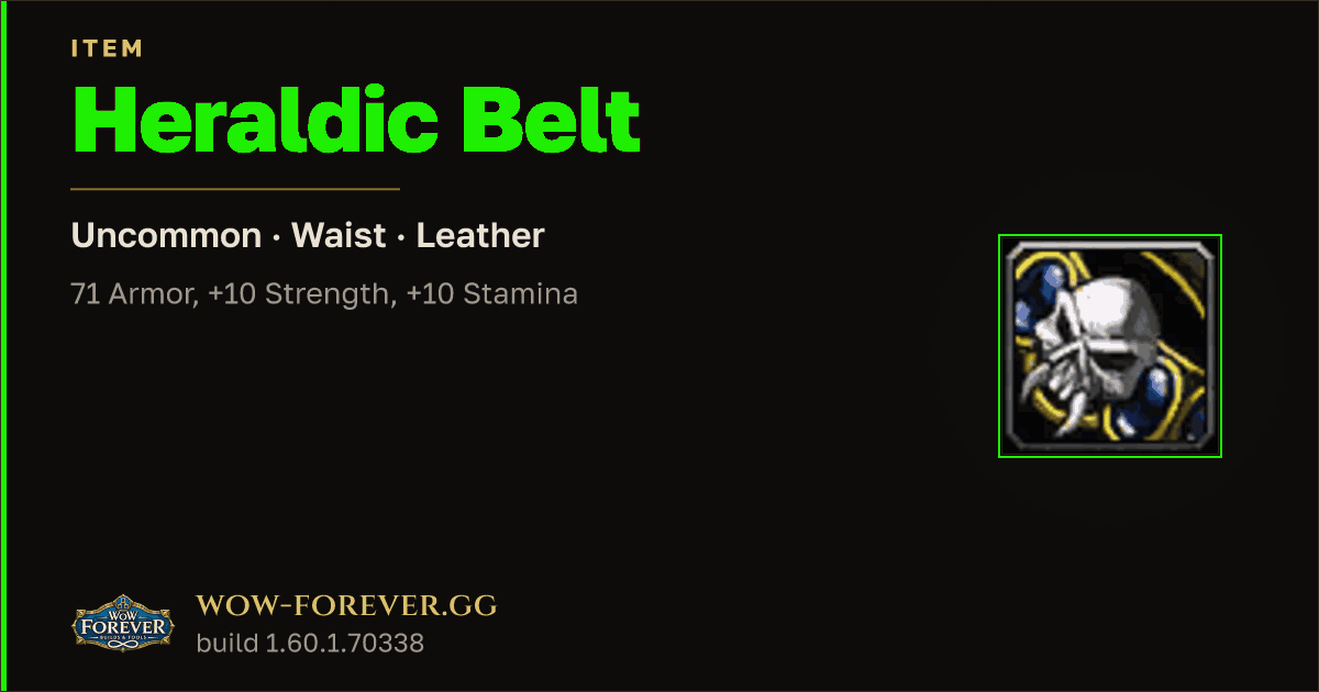 The preview card for Heraldic Belt