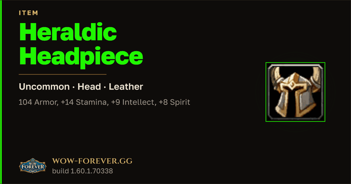 The preview card for Heraldic Headpiece