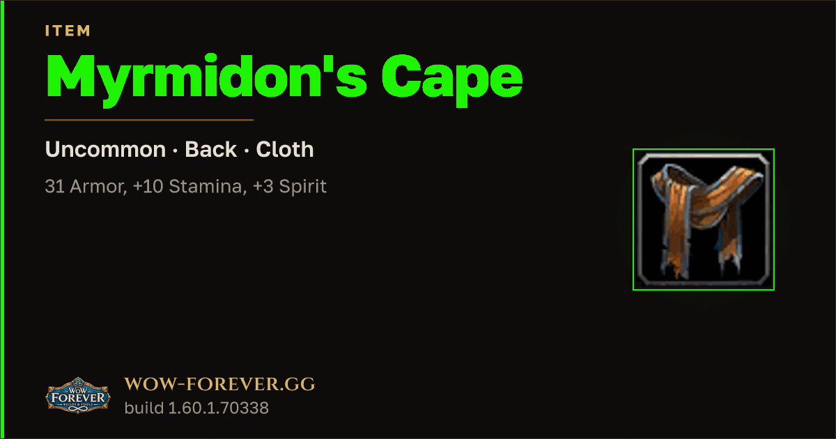 The preview card for Myrmidon's Cape