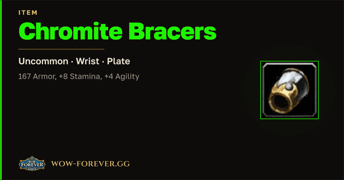 The preview card for Chromite Bracers