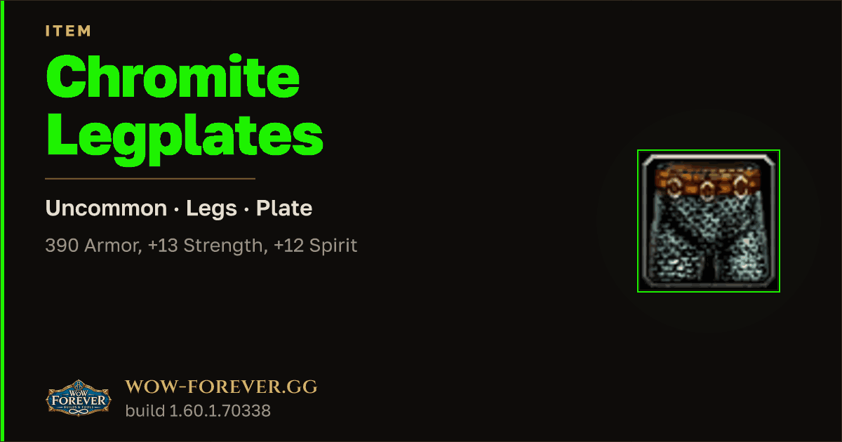 The preview card for Chromite Legplates