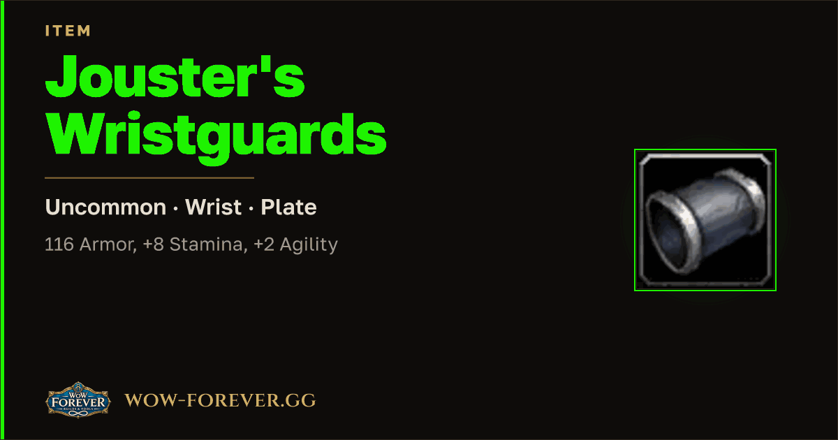 The preview card for Jouster's Wristguards