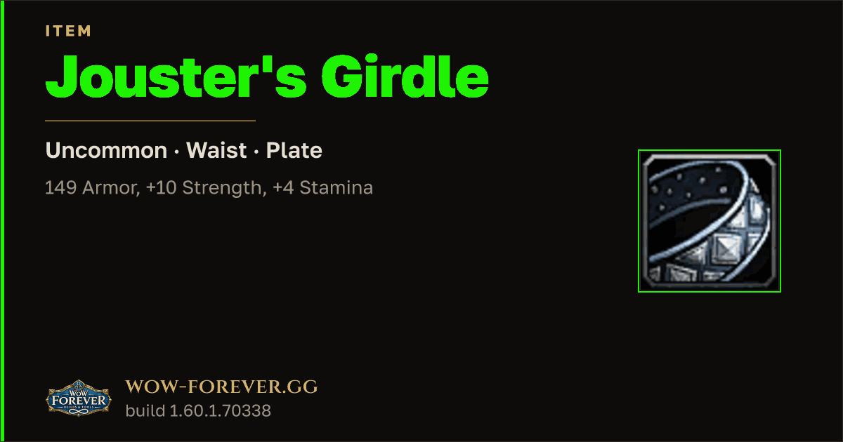 The preview card for Jouster's Girdle