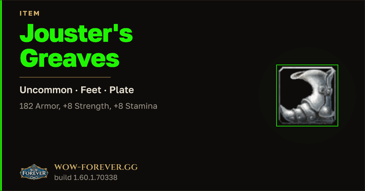The preview card for Jouster's Greaves