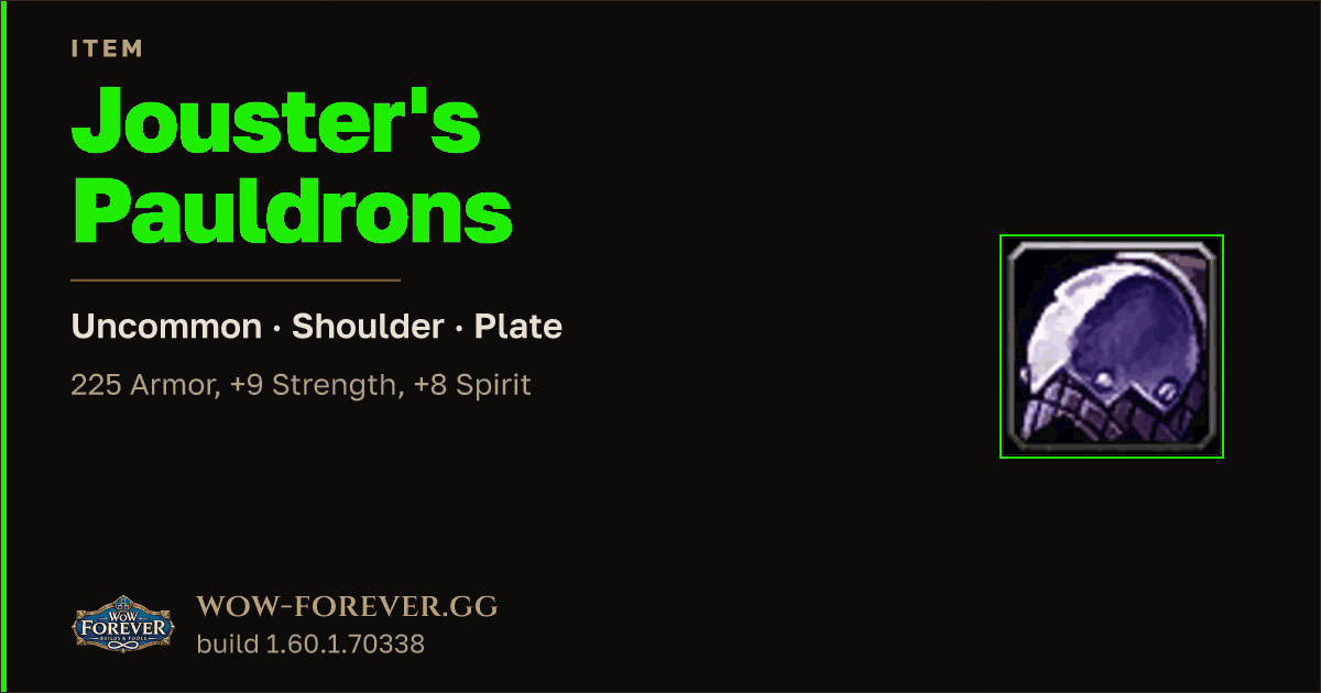 The preview card for Jouster's Pauldrons