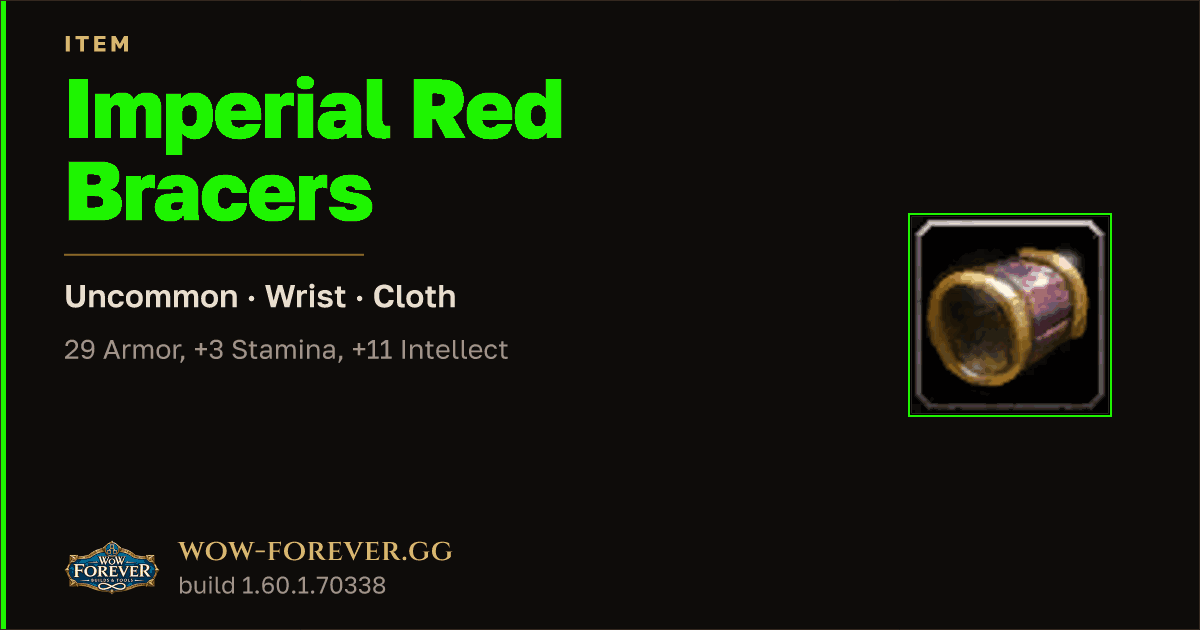 The preview card for Imperial Red Bracers