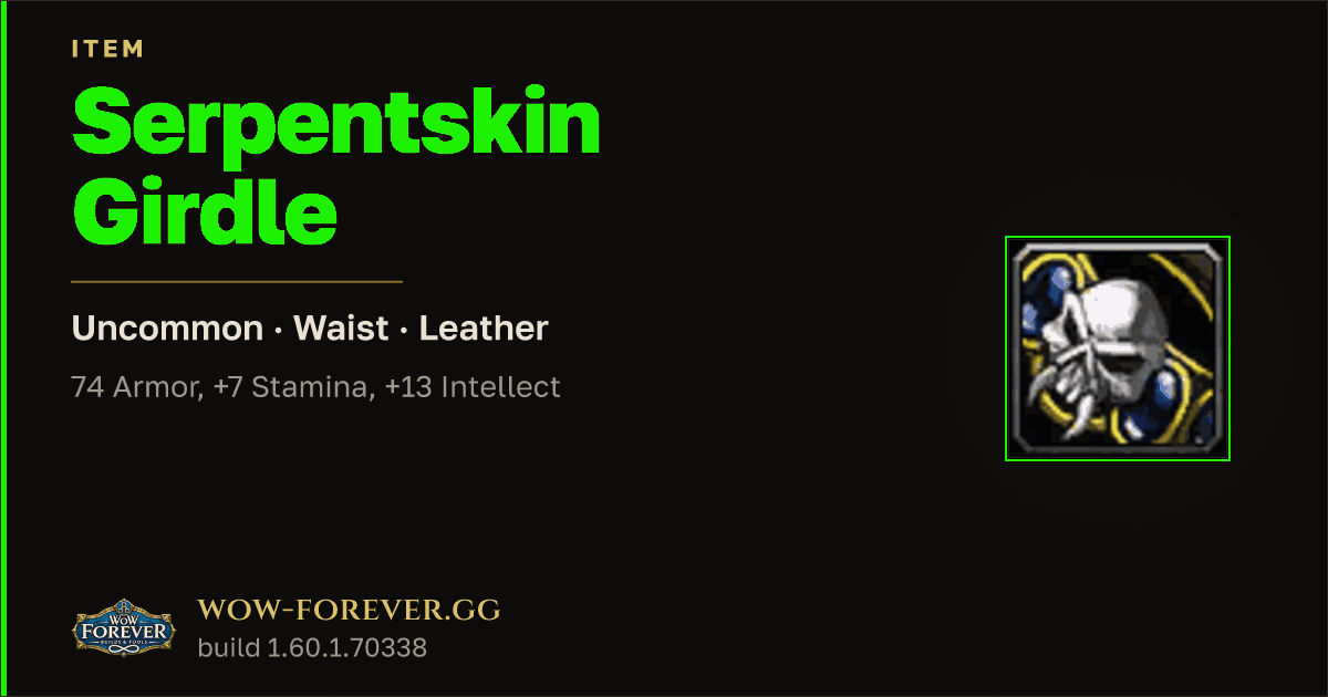 The preview card for Serpentskin Girdle
