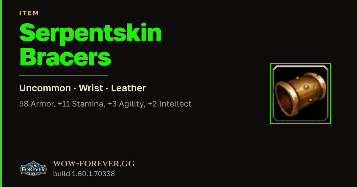 The preview card for Serpentskin Bracers