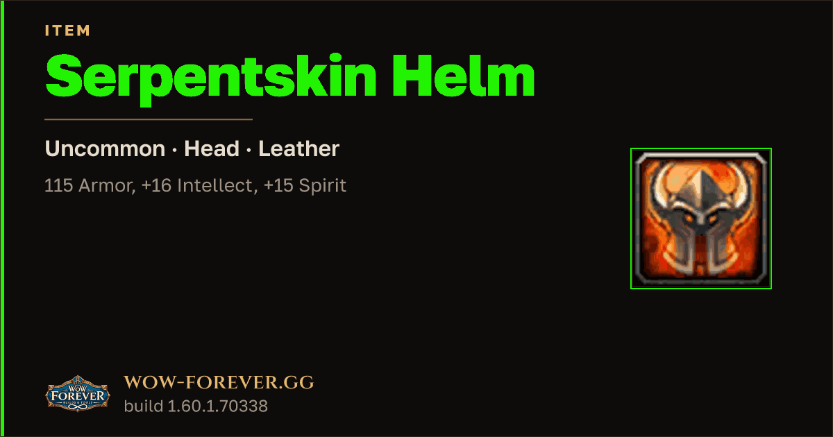 The preview card for Serpentskin Helm