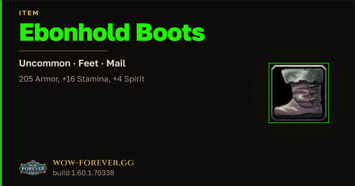 The preview card for Ebonhold Boots