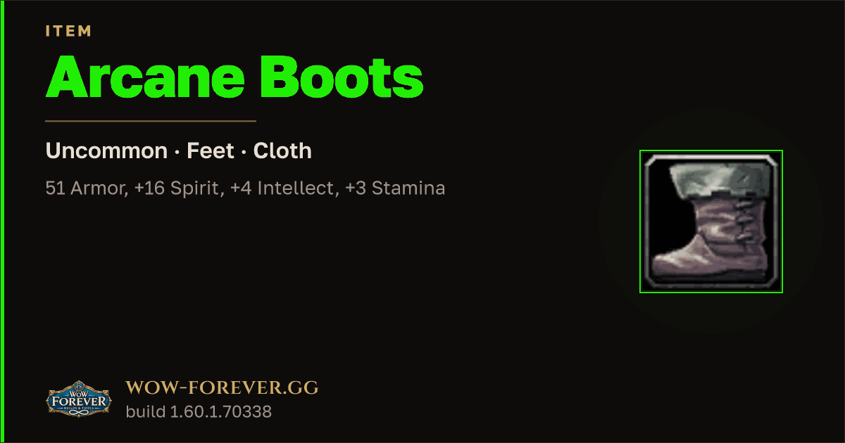 The preview card for Arcane Boots