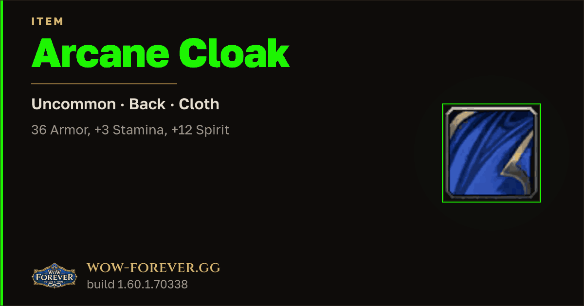 The preview card for Arcane Cloak