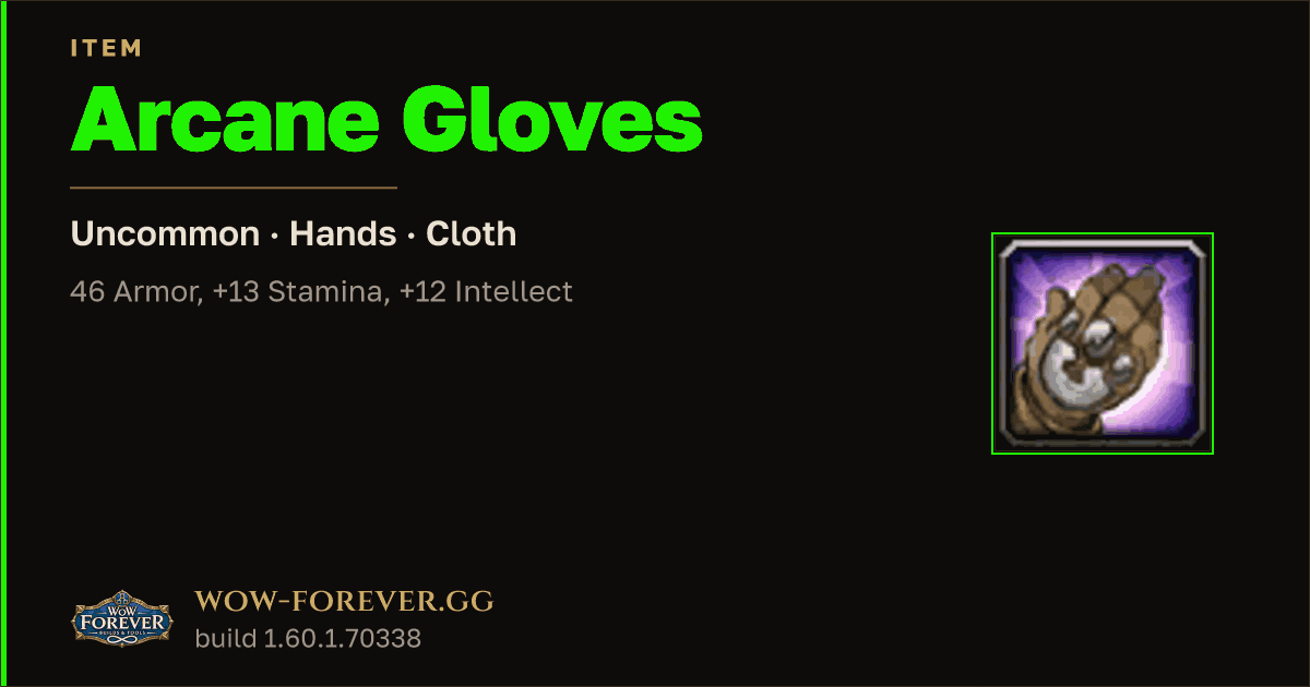 The preview card for Arcane Gloves