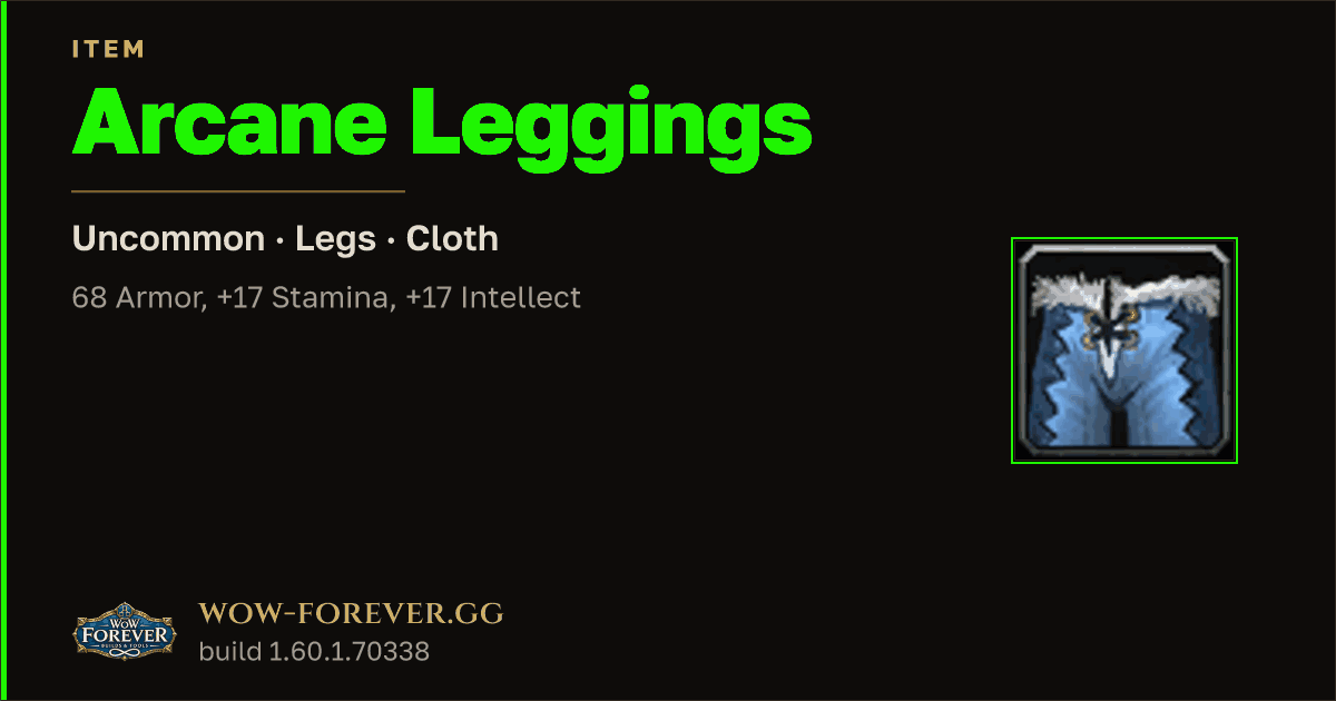 The preview card for Arcane Leggings
