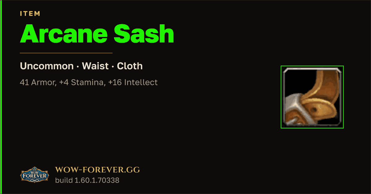 The preview card for Arcane Sash