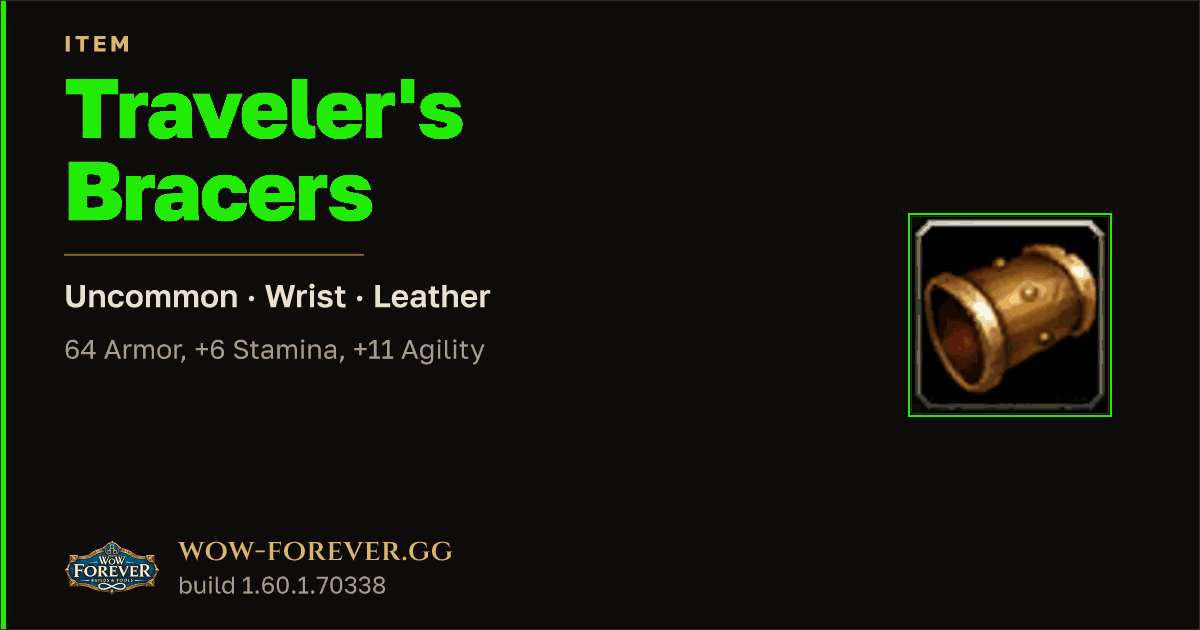 The preview card for Traveler's Bracers