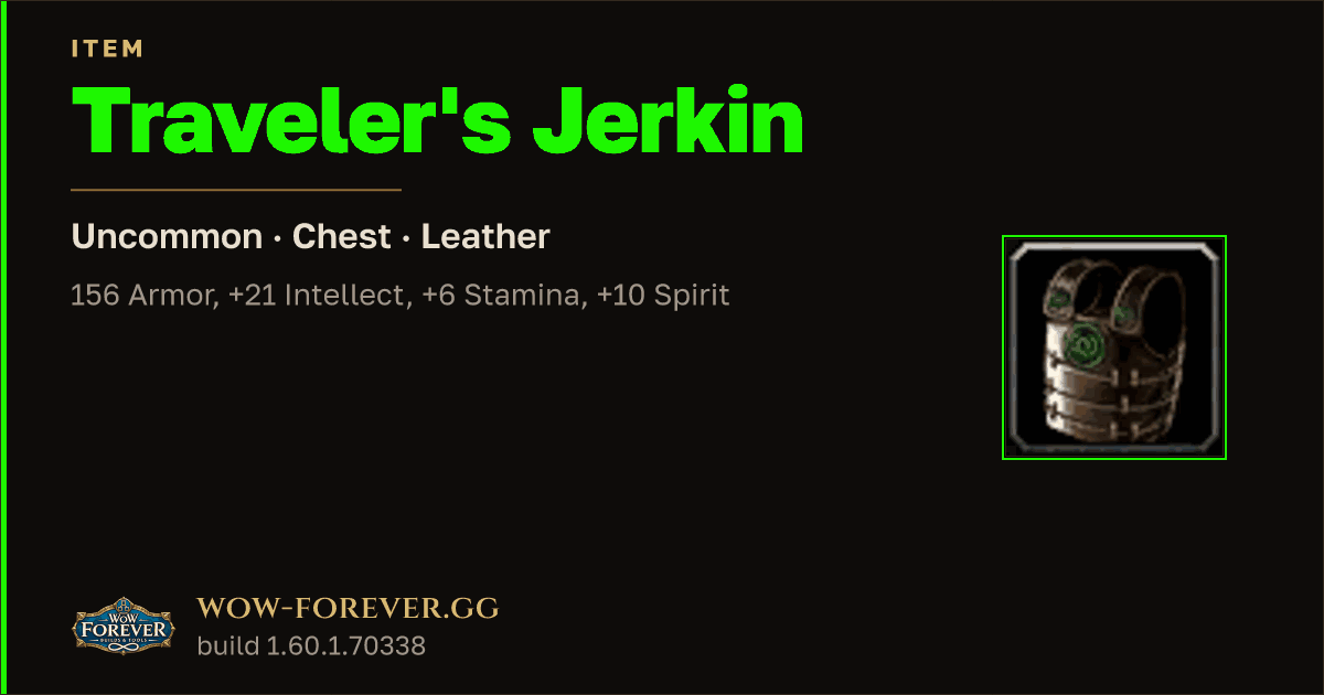 The preview card for Traveler's Jerkin