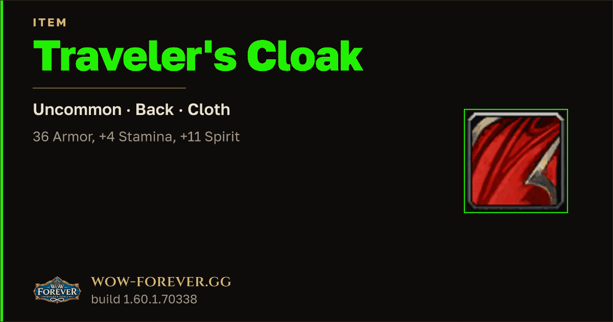The preview card for Traveler's Cloak