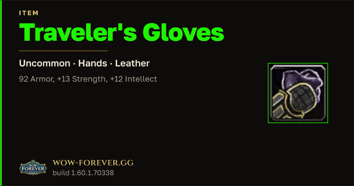 The preview card for Traveler's Gloves