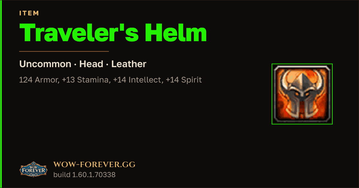 The preview card for Traveler's Helm