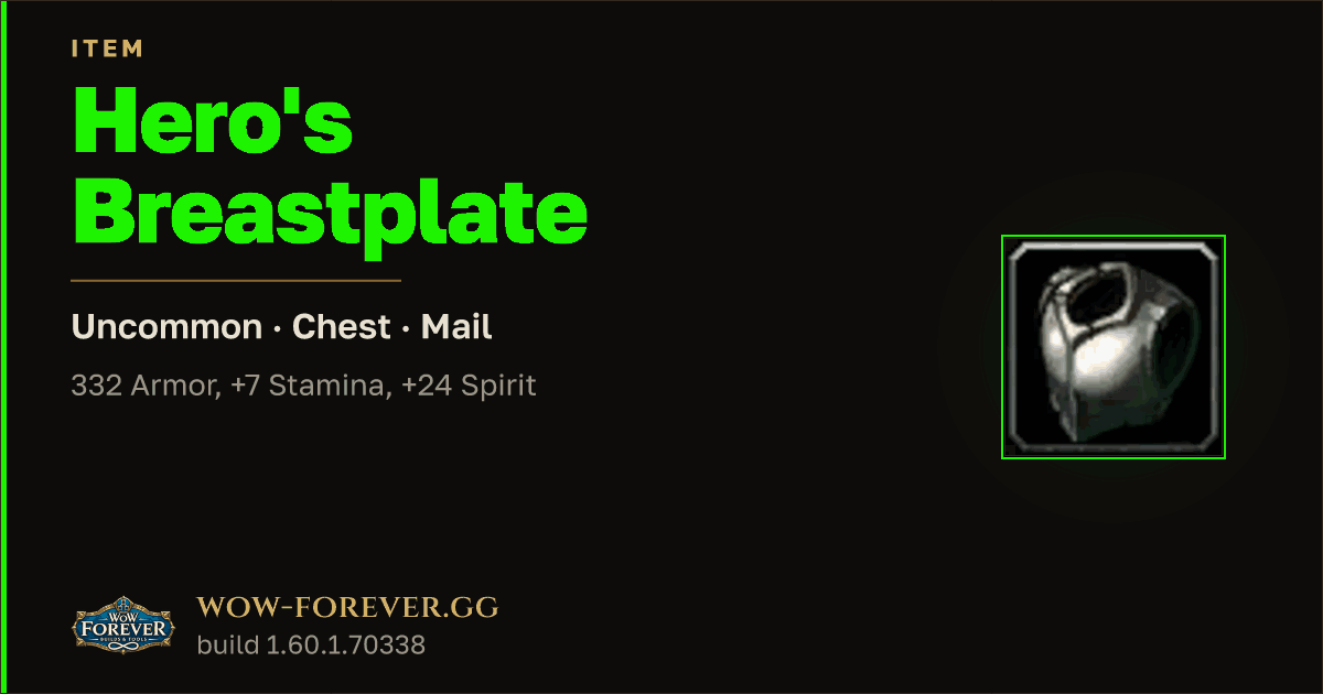 The preview card for Hero's Breastplate